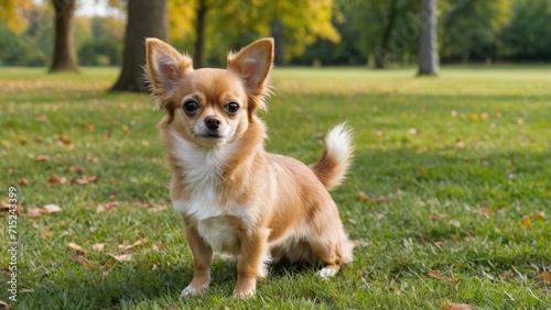 Fawn long coat chihuahua dog in the park © QuoDesign