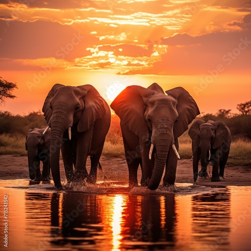 elephants at sunset © Siniy