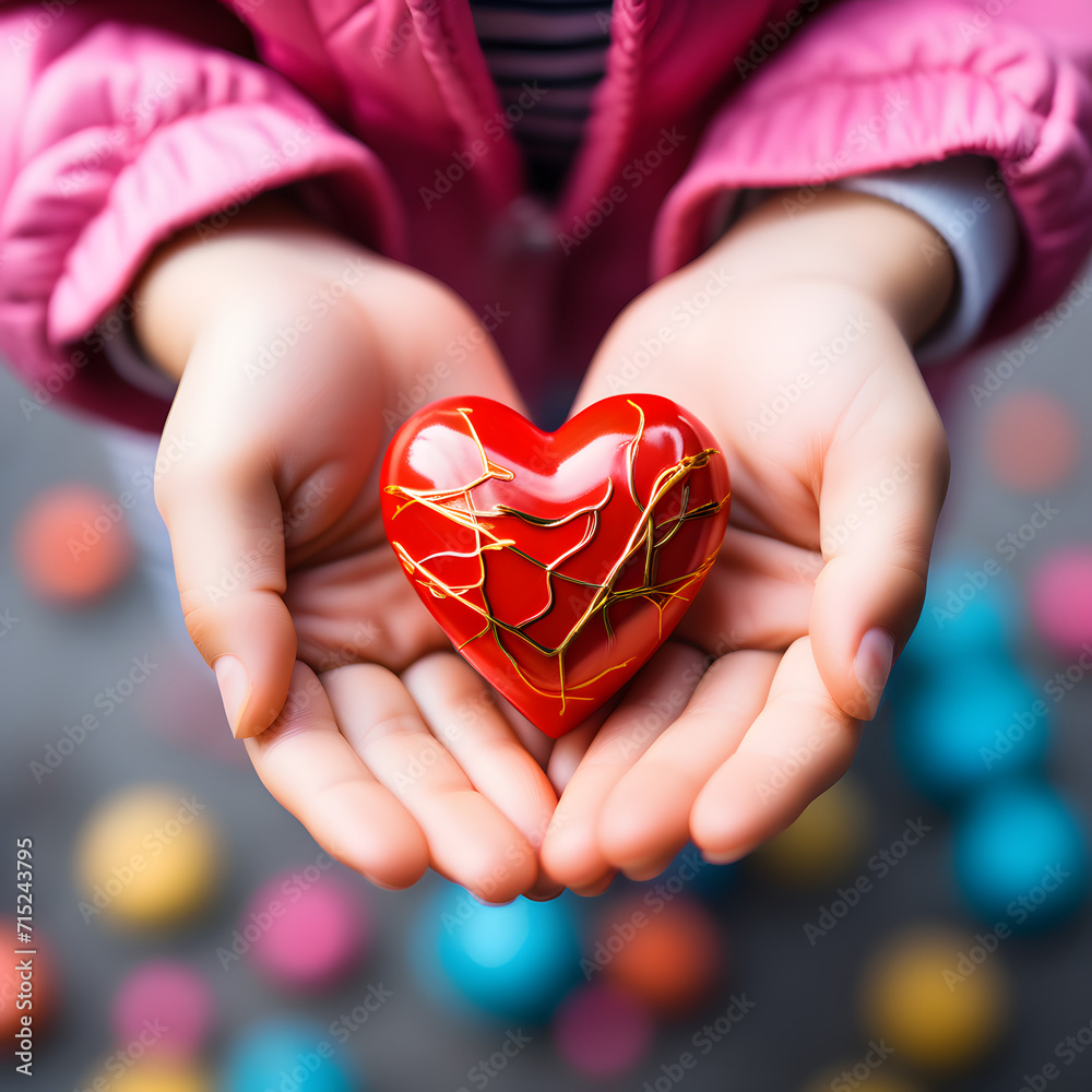 Heart in children's hand Valentine's Day. Heart in children's hand Valentine's Day.