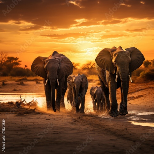 elephants at sunset © Siniy