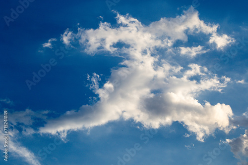 Odd shaped white cloud in a blue sky over southern Africa image for background use