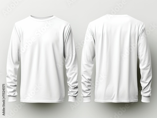 White t-shirt sweatshirt sweater long sleeve front and back vector mockup isolated on white, white t-shirt sweatshirt sweater long sleeve mockup