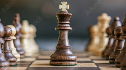 Background concept for business strategy with copy space, showcasing prominent chess and strategic pieces