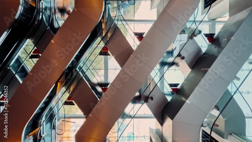 Wallpaper Mural Time Lapse of Shopping People in Retail Mall Moving on Escalator Elevators to Rich Stores. Color Video of Asians Using Crowded Staircases. Passing Traffic and Tourism Leisure Hong Kong Torontodigital.ca