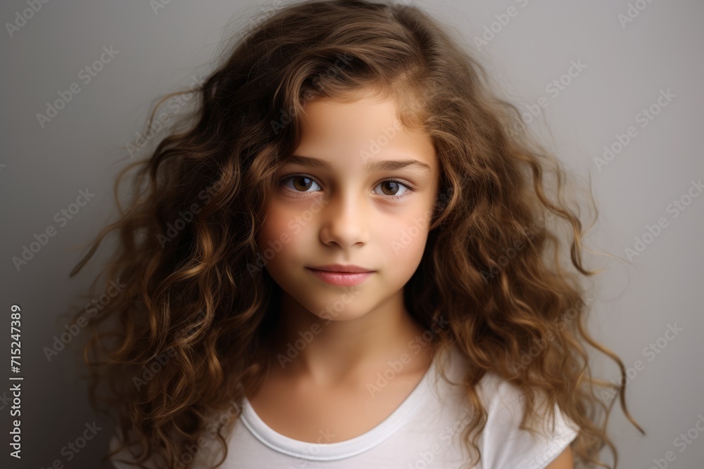 Portrait of a beautiful little girl with long curly hair, studio shot Portrait of a beautiful little girl with long curly hair, studio shot