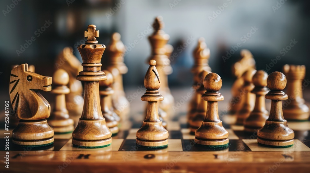 A business strategy conceptual background with copy space, highlighted by dominant chess and strategic pieces A business strategy conceptual background with copy space, highlighted by dominant chess and strategic pieces