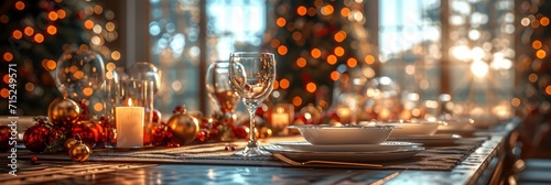 Served Christmas Table Setting Empty Black, Background HD, Illustrations