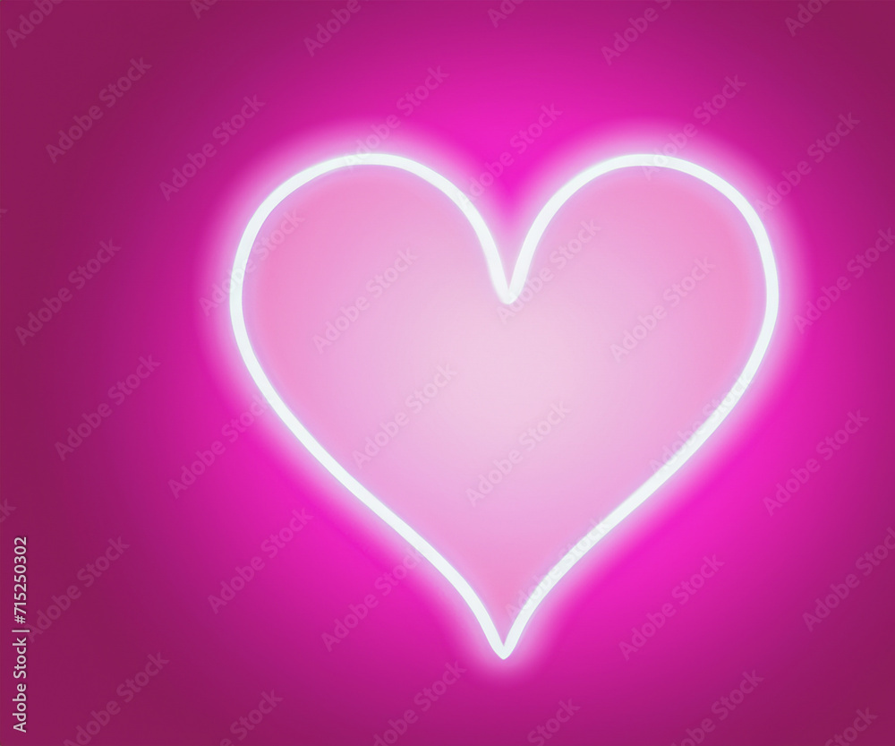 Glowing white heart background on pink background, valentines day card design concept.