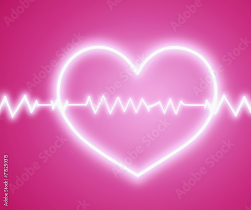 Glowing white heart background on pink background, valentines day card design concept.