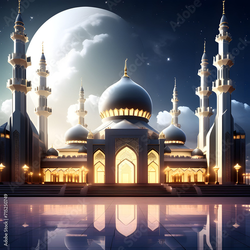 amazing architecture design of Muslim mosque Ramadan concept.