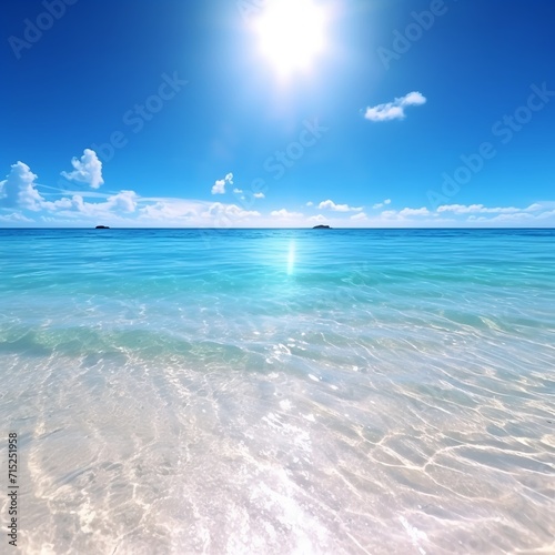 Summer Vacation Tropical Beach with Blue Sky and Azure Waters