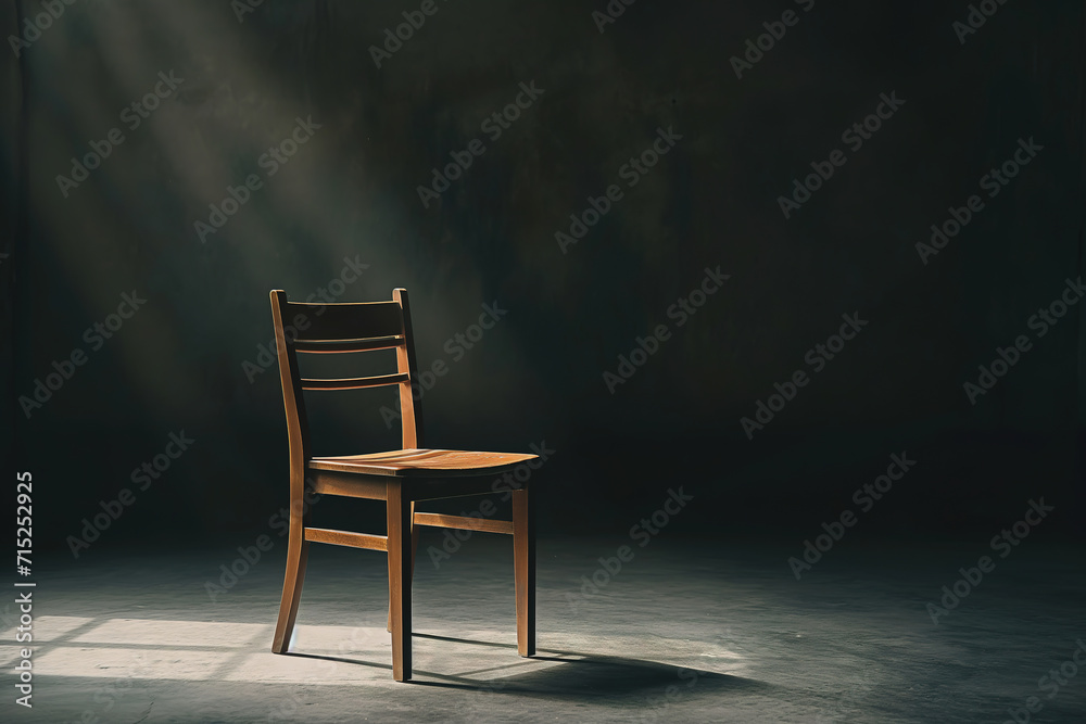 Single interior old chair or armchair in an old home background with lighting effect Single interior old chair or armchair in an old home background with lighting effect