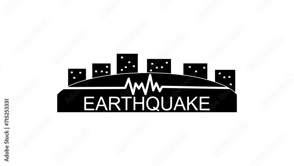 Earthquake emblem, black isolated silhouette