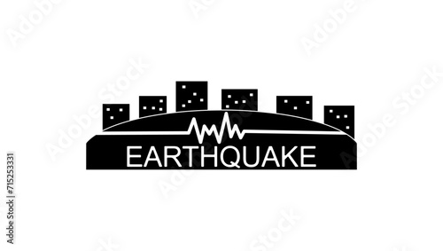 Earthquake emblem, black isolated silhouette