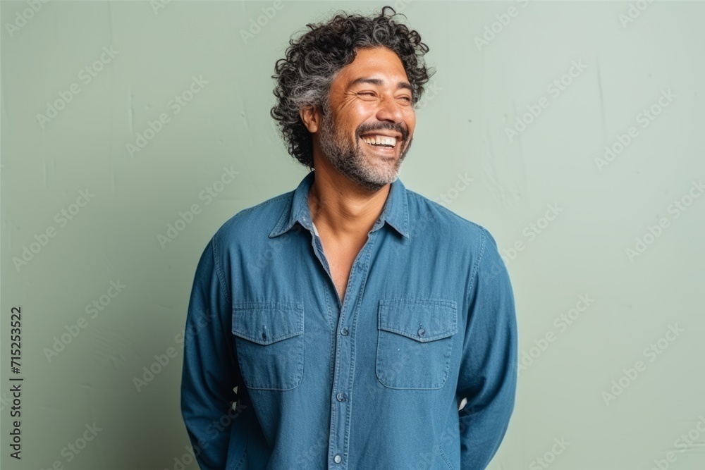 Portrait of a happy latin man laughing against a green background Portrait of a happy latin man laughing against a green background