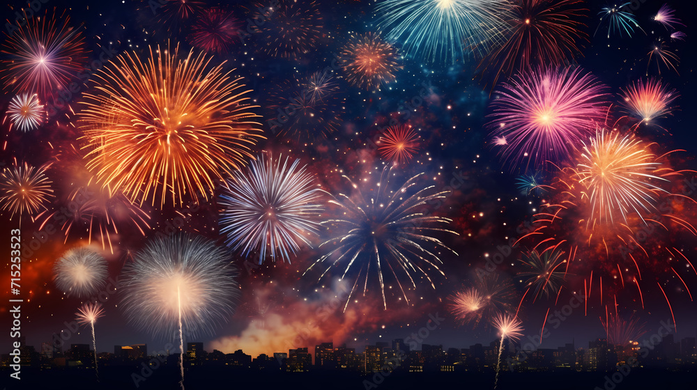 Fireworks background for celebration, holiday celebration concept Fireworks background for celebration, holiday celebration concept