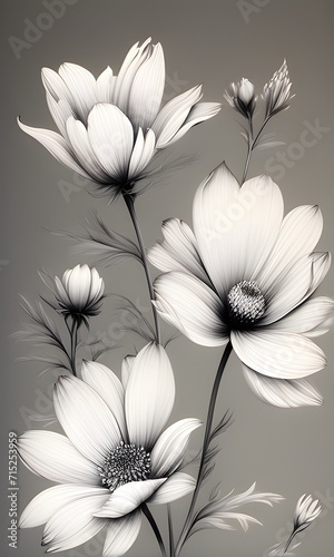 Beautiful flowers with a sketchy feel