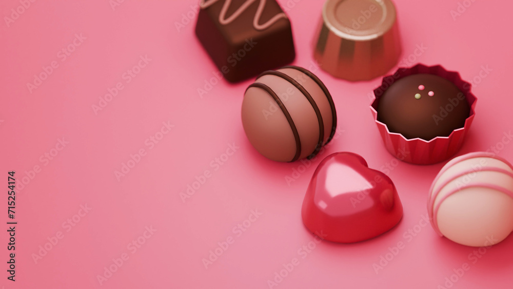 Obraz premium バレンタインデー向けチョコレートの3DCGイラスト画像