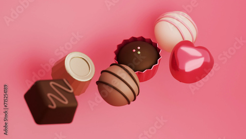 バレンタインデー向けチョコレートの3DCGイラスト画像 photo