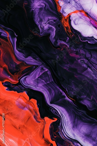 Purple, Red and Black Abstract Wallpaper in the Style of Fluid Organic Forms Dark Orange and Black Ephemeral Installations Saturated Pigment created with Generative AI Technology