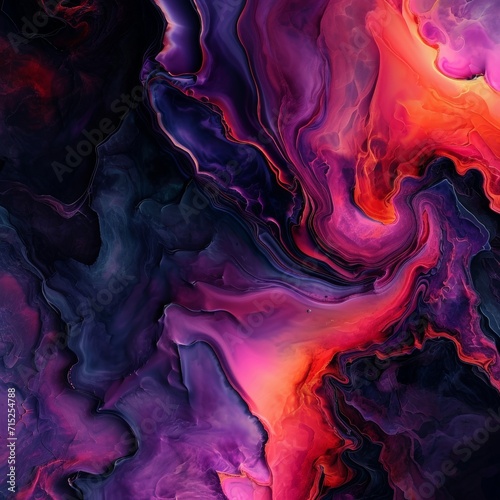 Purple, Red and Black Abstract Wallpaper in the Style of Fluid Organic Forms Dark Orange and Black Ephemeral Installations Saturated Pigment created with Generative AI Technology