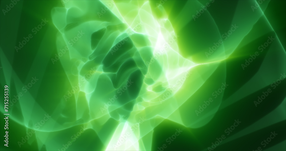 Abstract futuristic background of green glowing energy waves and hi-tech magic lines