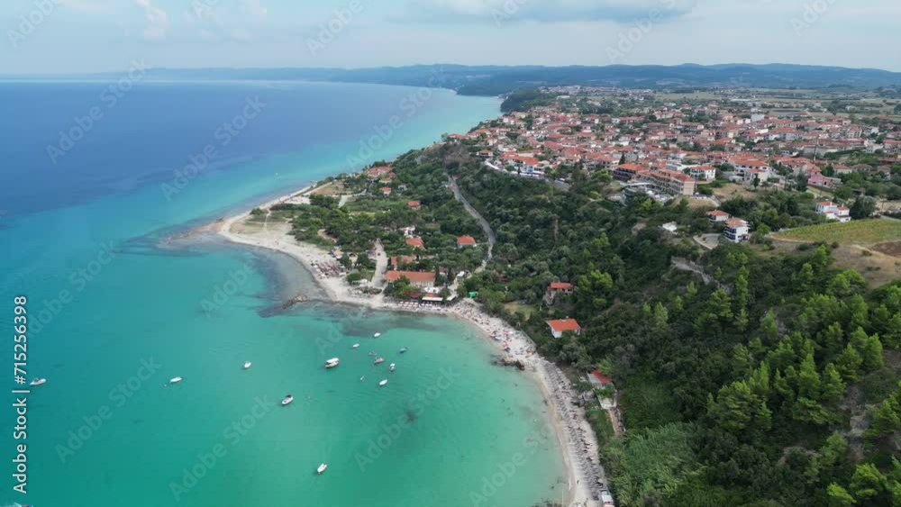 Afytos Beach, Village and Coastline in Kassandra, Halkidiki, Greece - Aerial 4k Afytos Beach, Village and Coastline in Kassandra, Halkidiki, Greece - Aerial 4k