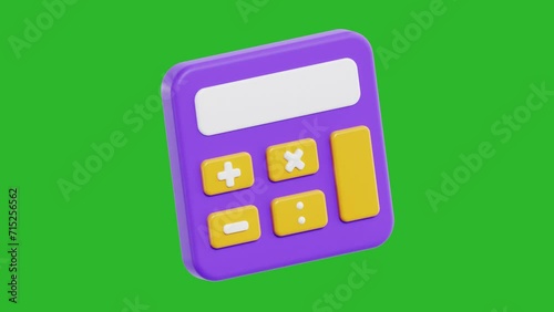 3D Animation of Calculator with Chroma Key Background