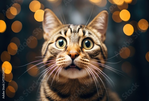 A cat with a surprised expression, featuring an open mouth in a moment of astonishment or curiosity. © Murda