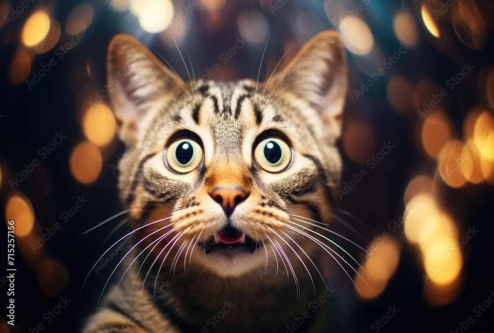 A cat with a surprised expression, featuring an open mouth in a moment of astonishment or curiosity. A cat with a surprised expression, featuring an open mouth in a moment of astonishment or curiosity.