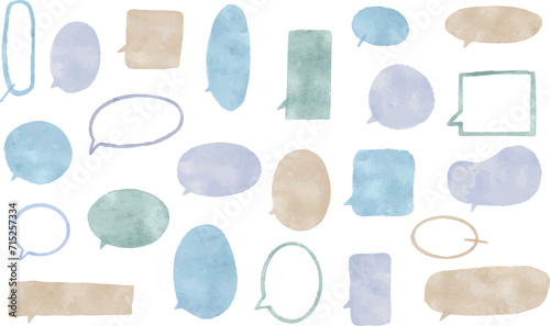 手描きの吹き出し（フキダシ）の水彩画イラスト