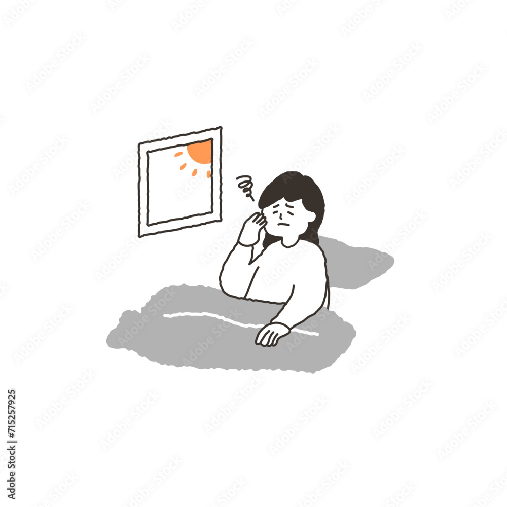 Obraz premium 寝覚めが良くない女性