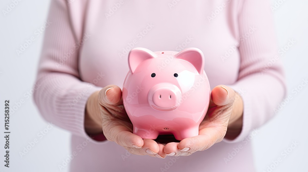 A hand holding a pink piggy bank, symbolizing savings, financial planning, or investment. A hand holding a pink piggy bank, symbolizing savings, financial planning, or investment.
