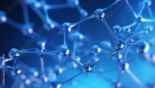 3D molecule or atoms on light blue background. Suitable for biochemical, pharmaceutical, beauty and other medical concept
