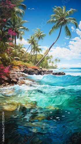 Tropical Escape  Vibrant colors  Framing  Adventure  Palm trees  Traveler s joy