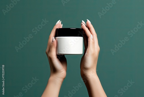 Woman hand holding a moisturizer cream