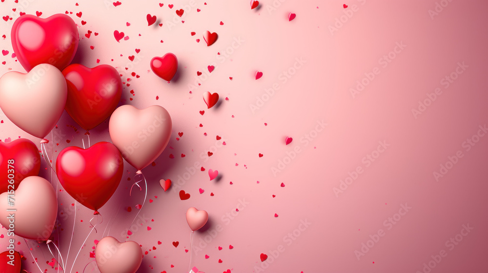 Valentine's Day Hearts Ballons With Copyspace. Saint Valentine And Love Background Concept, Blank Space, Hd.