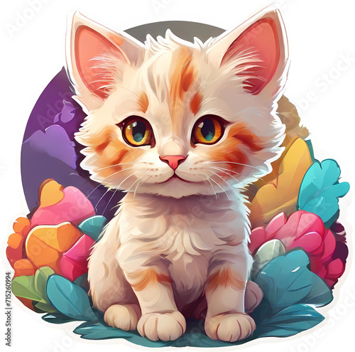 cute cat illustration. cartoon style design for stickers, posters, social media, t-shirts. ai generative design