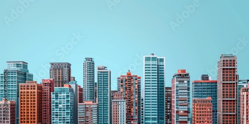 Many buildings against a blue background copy space 