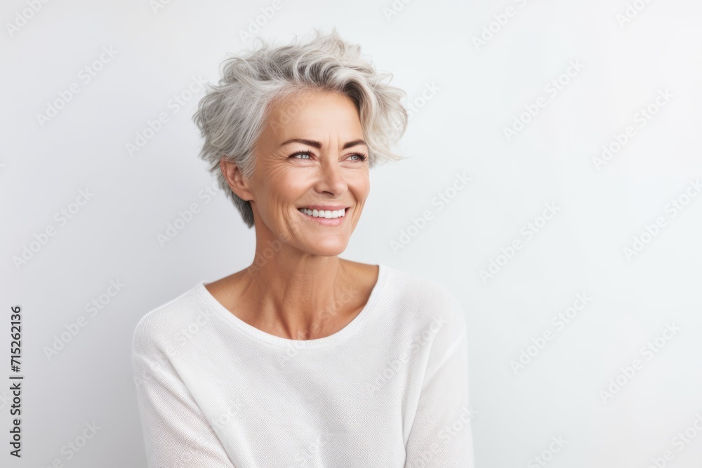 Portrait of happy senior woman looking at camera over white background. Portrait of happy senior woman looking at camera over white background.