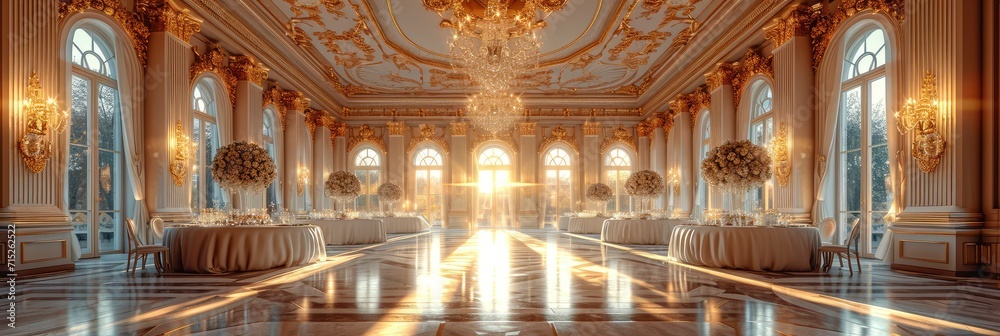 Stylish Interior Wedding Hall Festive Decorated, Background HD, Illustrations