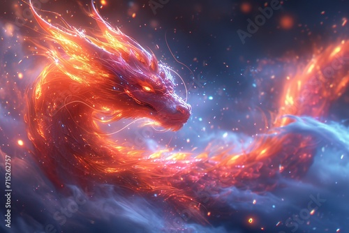 electric tesla coil chaos effect on a chinese dragon, swirling colors, motion effects