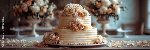 This Tasty Wedding Cake Traditional Served, Background HD, Illustrations