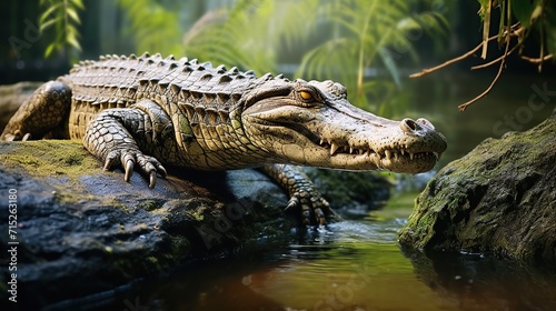 crocodile on natural rock