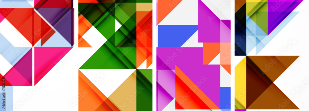 Set of abstract random triangle composition backgrounds. Vector illustration for for wallpaper, business card, cover, poster, banner, brochure, header, website Set of abstract random triangle composition backgrounds. Vector illustration for for wallpaper, business card, cover, poster, banner, brochure, header, website