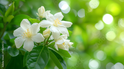 White flowers blooming with lush greenery. © RISHAD