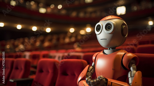 a smart robotic usher in a theater guiding patrons