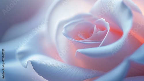 A close-up view of a lone rose petal, fozen and snowy in nature. photo