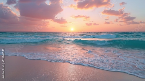 Wschód słońca nad plażą w Cancun