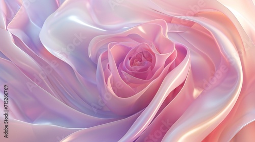 A wavy rose, soft pastels blending in a fluid dance, creating a calming and serene atmosphere amid the glassy brilliance of winter.
